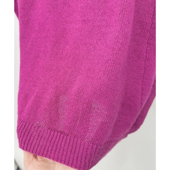 Coldwater Creek Magenta Open Knit Linen Nylon Blend Sweater Sz L 14 Beach Boho - Picture 5 of 10